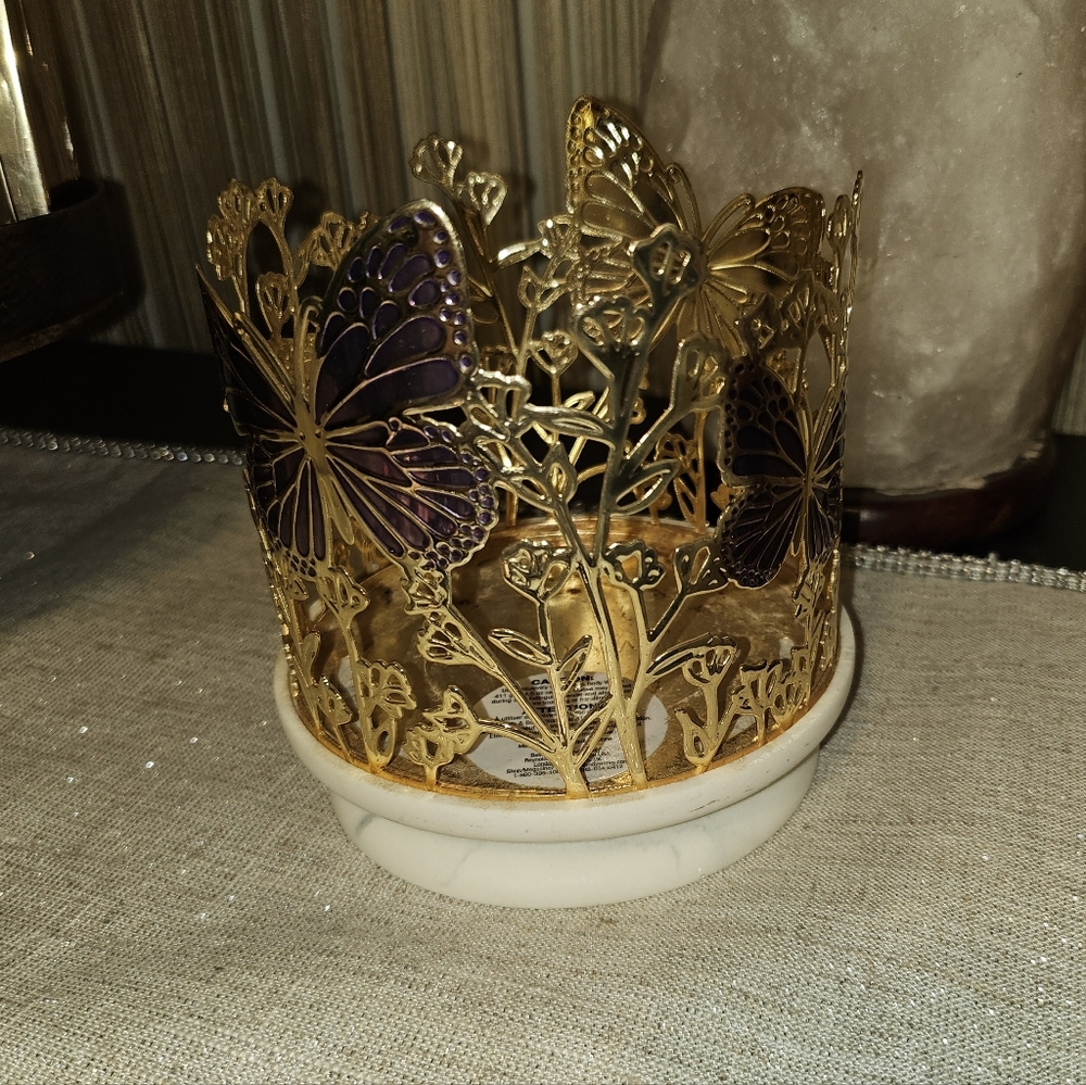 Gold and Purple Butterfly Candle Holder